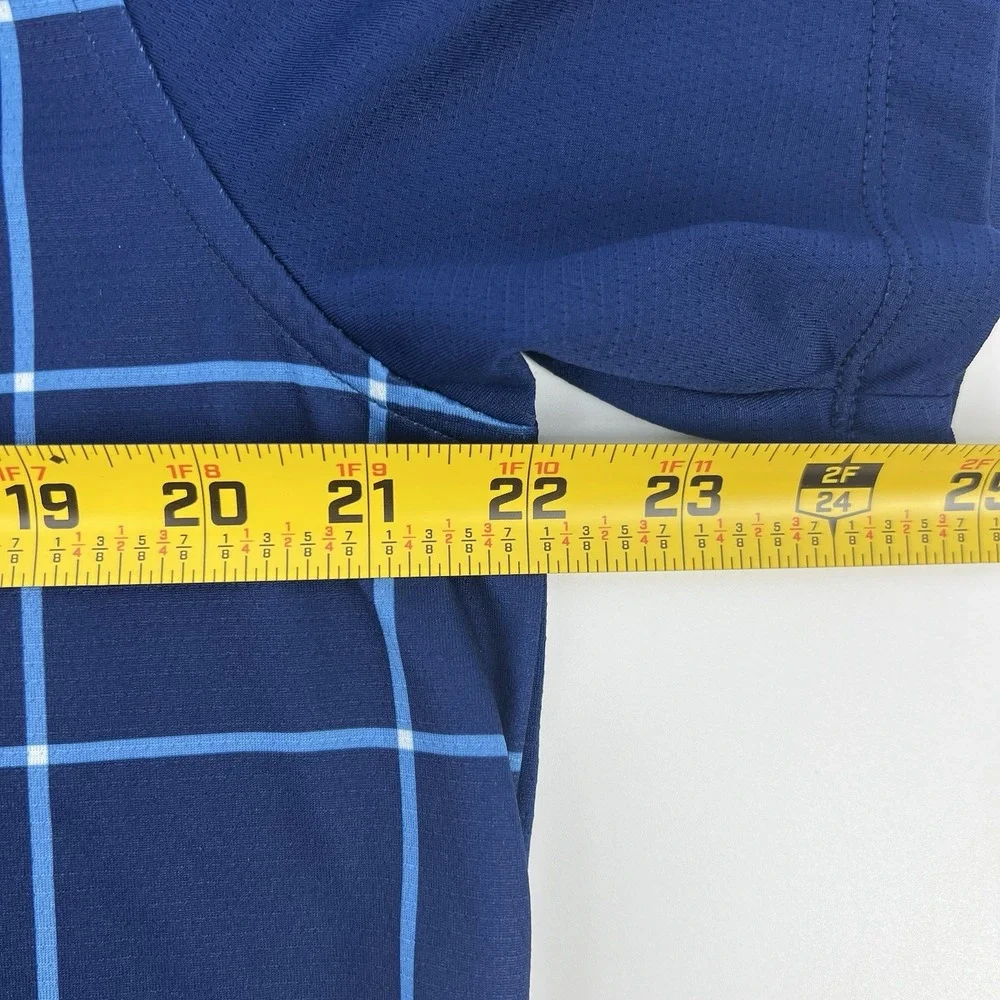 NIKE Dri-Fit Polo Shirt Men's Size L Large Blue Windowpane Performance